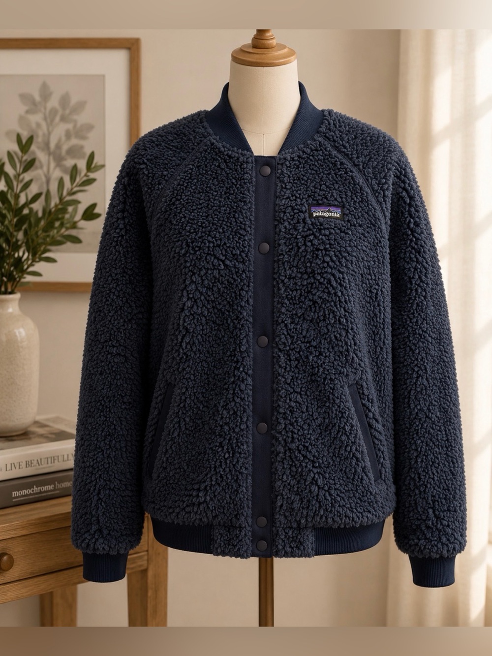 Patagonia XL girls retro X blue bomber jacket